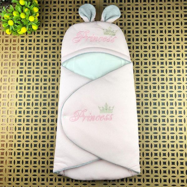 baby swaddle born sleeping bag soft filled antiperspirant inner surface princess writing embroidery snap button %100 cotton hair accessories, Slivery;white